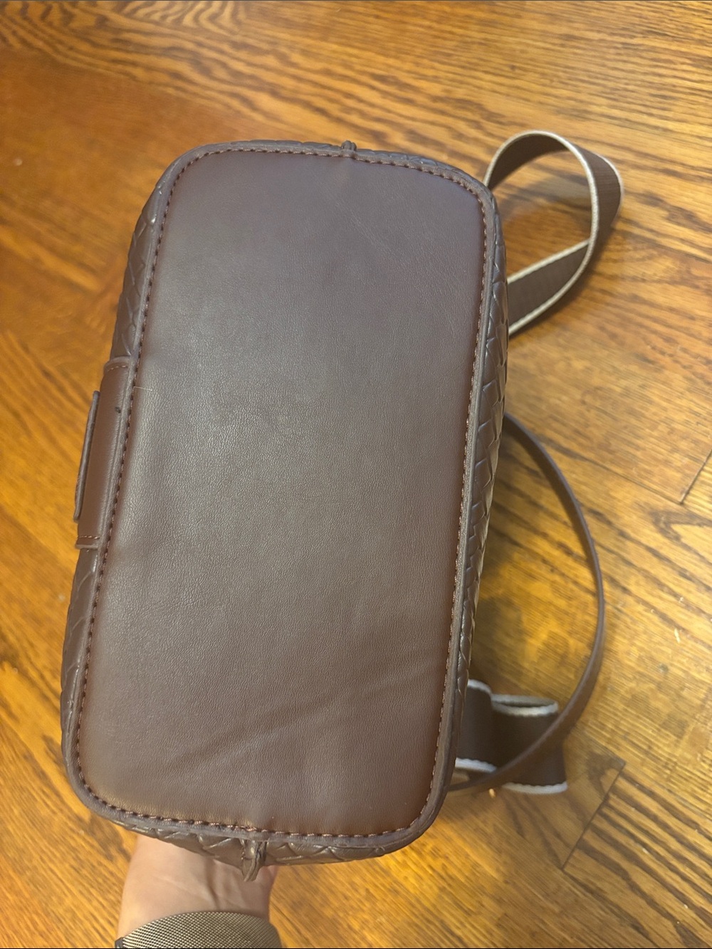 Woven Textured Brown Bucket Bag - Picture 11 of 11